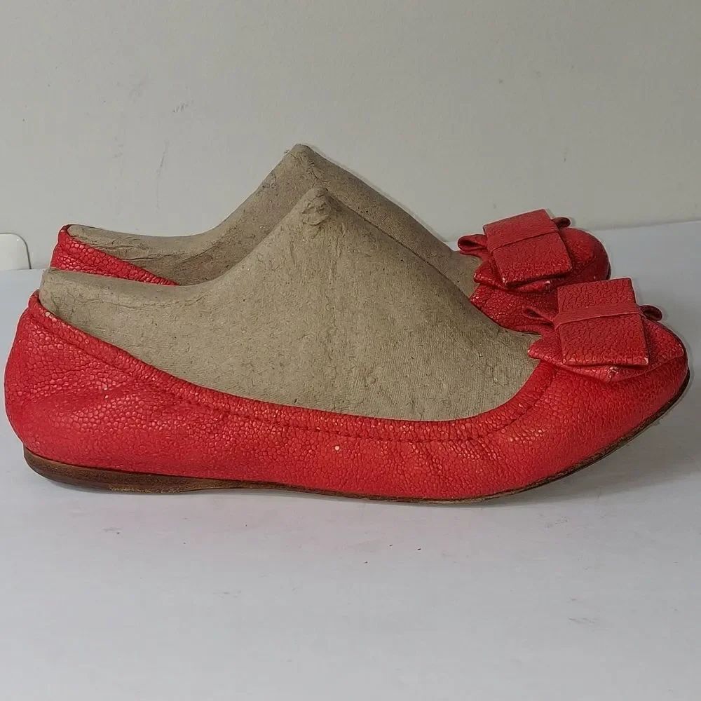 Miu Miuย Calzature Donna Coral LambskinโBowโBallerinaโFlatsโSzโ38.5